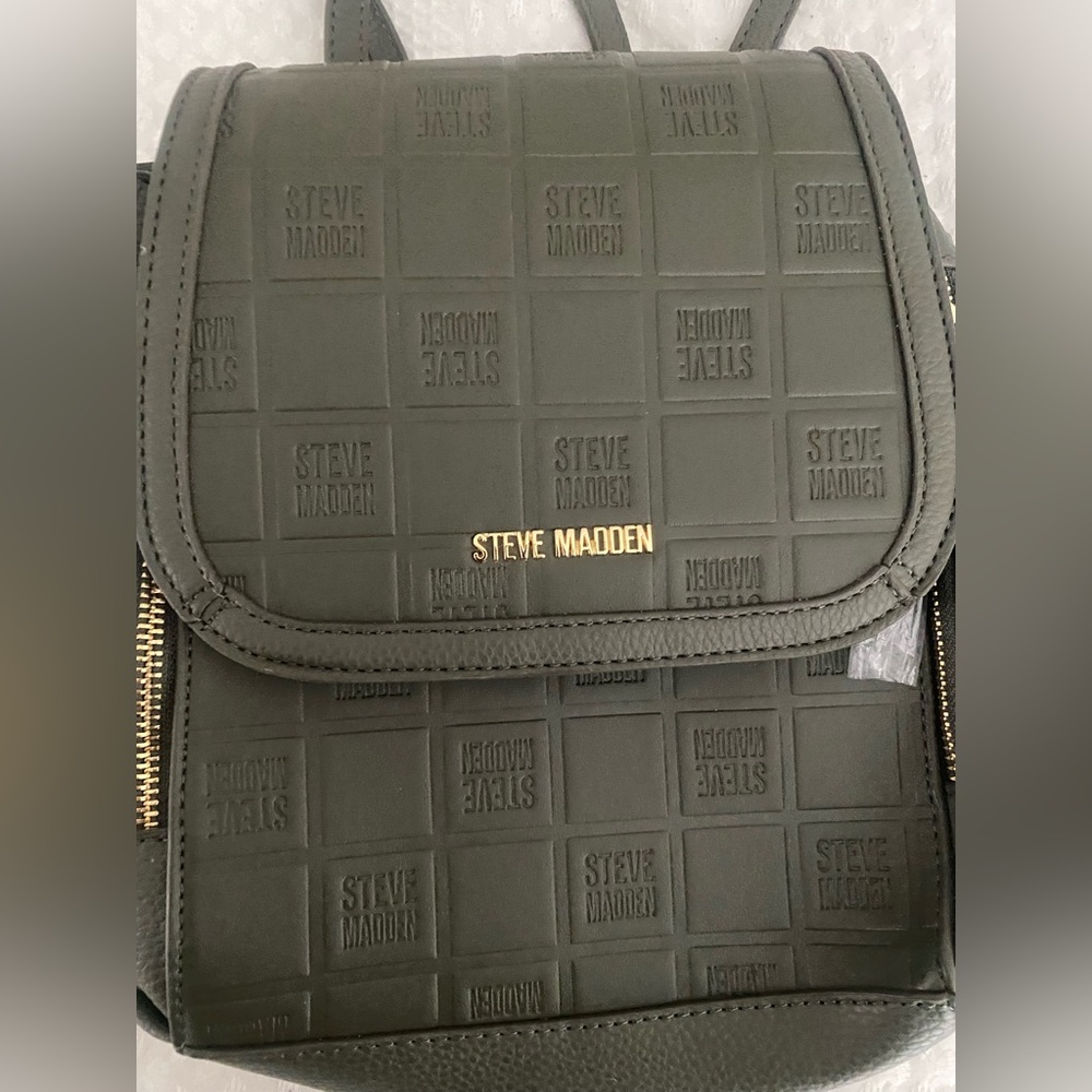 Steve Madden Khaki Embossed Backpack